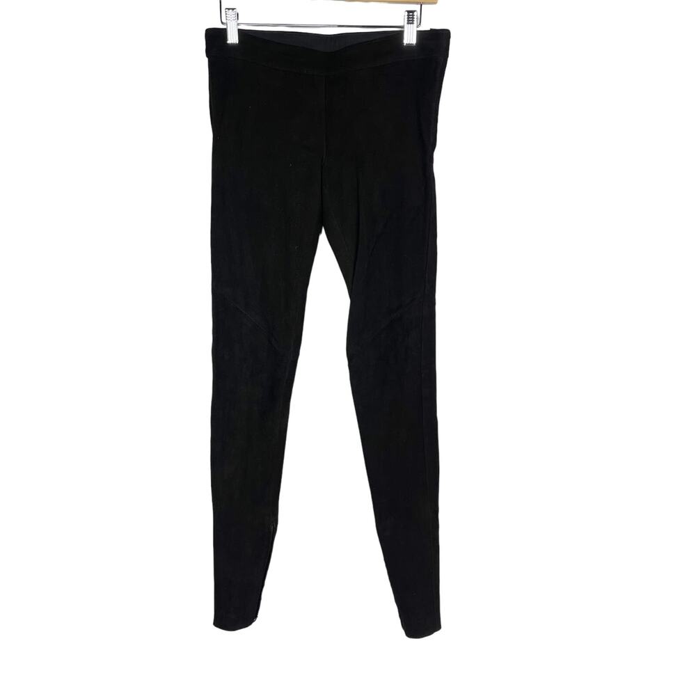 Mason Size 4 Black Suede Leather Skinny Pants Zip Ankle Zip Waist Seamed Legging